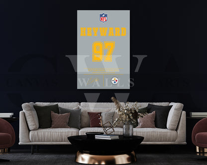 Cameron Heyward Canvas Wall Art - NFL Jersey Poster | Ready to Hang Sports Canvas Print