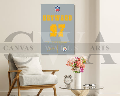 Cameron Heyward Canvas Wall Art - NFL Jersey Poster | Ready to Hang Sports Canvas Print