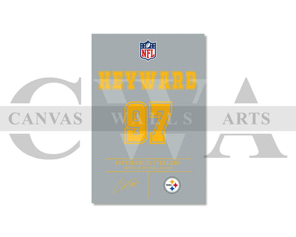 Cameron Heyward Canvas Wall Art - NFL Jersey Poster | Ready to Hang Sports Canvas Print