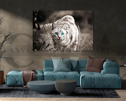 Cat Canvas Wall Art Animal Poster Print
