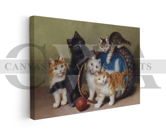 Cat Painting Canvas Wall Art Animal Poster Frame