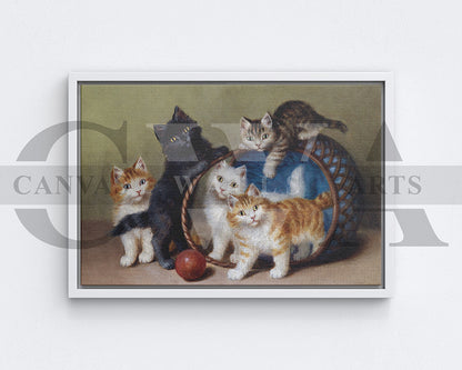 Cat Painting Canvas Wall Art Animal Poster Frame