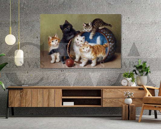 Cat Painting Canvas Wall Art Animal Poster Frame