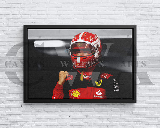 Charles Leclerc Black & White Canvas Art F1 Canvas Wall Art