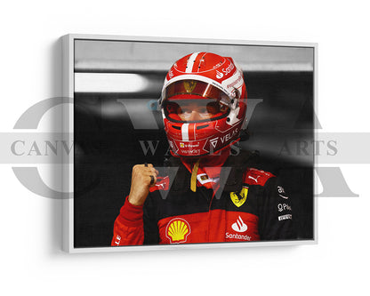 Charles Leclerc Black & White Canvas Art F1 Canvas Wall Art