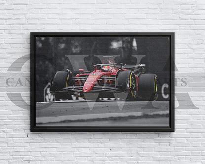Charles Leclerc Black & White Canvas Art F1 Canvas Wall Art