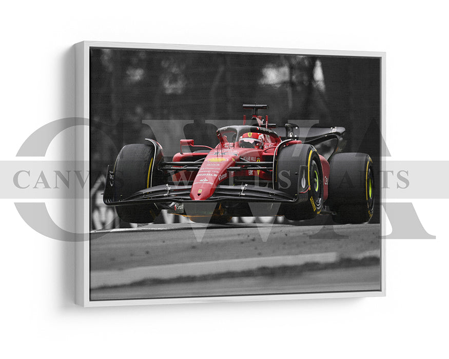 Charles Leclerc Black & White Canvas Art F1 Canvas Wall Art
