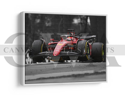Charles Leclerc Black & White Canvas Art F1 Canvas Wall Art