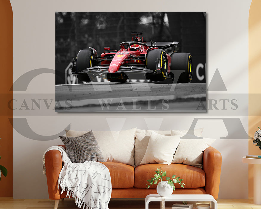 Charles Leclerc Black & White Canvas Art F1 Canvas Wall Art