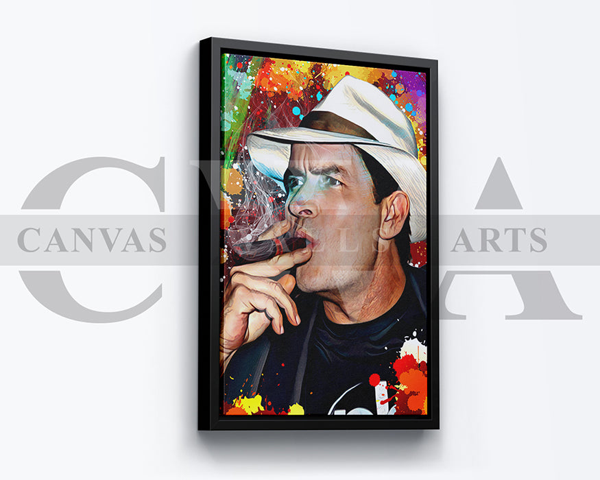 Charlie Sheen Cigar Canvas Wall Art Abstract Movie Poster Print