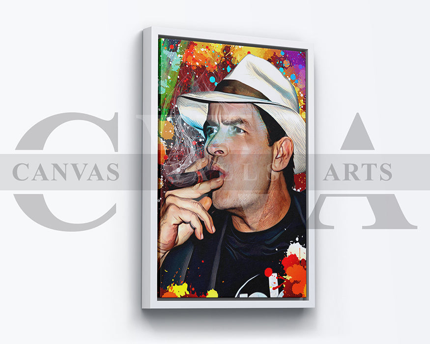 Charlie Sheen Cigar Canvas Wall Art Abstract Movie Poster Print