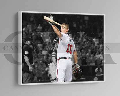 Chipper Jones Black & White Canvas Art Baseball Canvas Wall Art