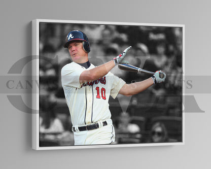 Chipper Jones Black & White Canvas Art Baseball Canvas Wall Art