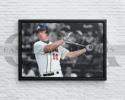 Chipper Jones Black & White Canvas Art Baseball Canvas Wall Art