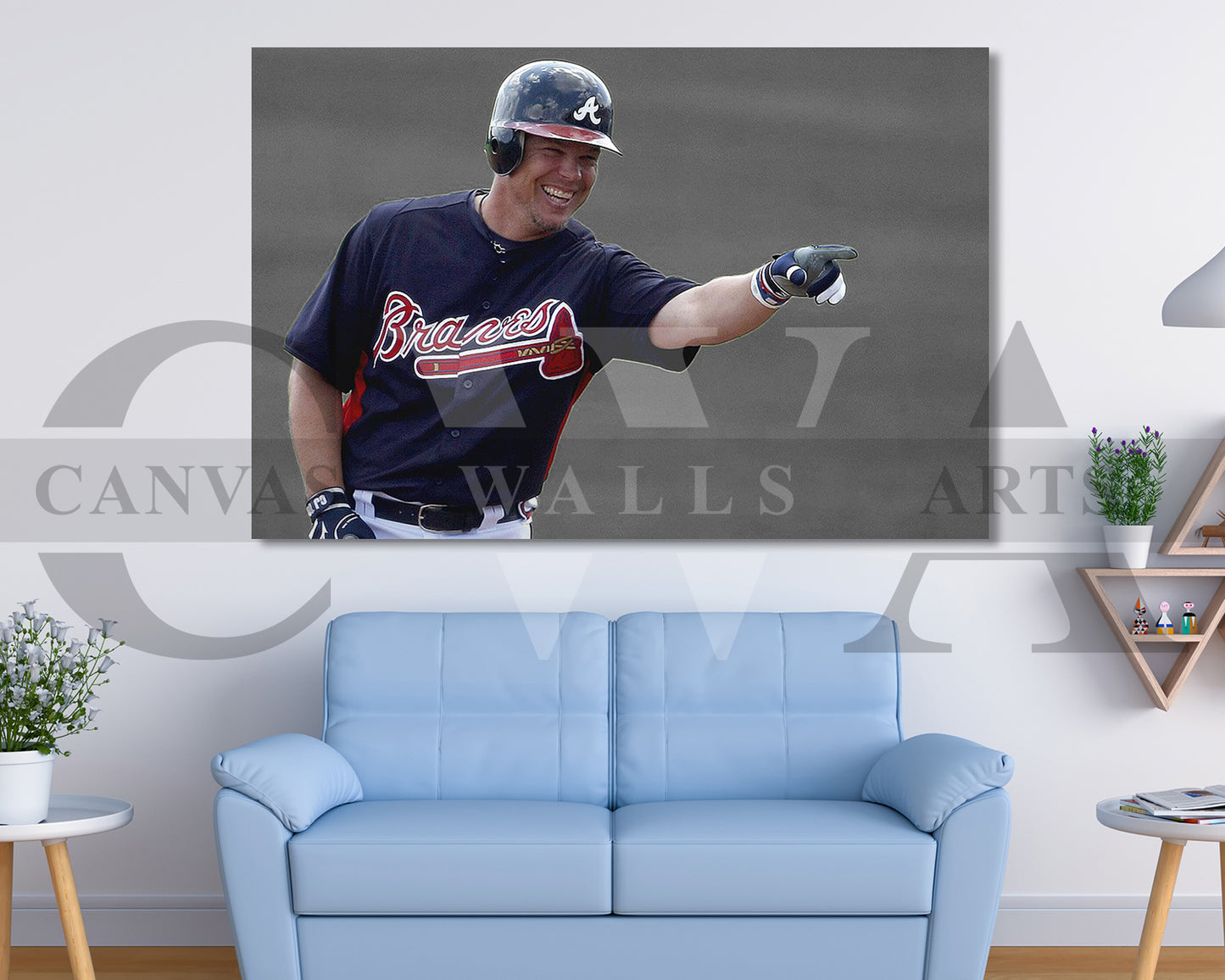 Chipper Jones Black & White Canvas Art Baseball Canvas Wall Art