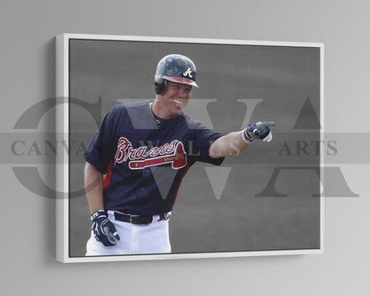 Chipper Jones Black & White Canvas Art Baseball Canvas Wall Art