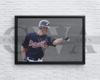 Chipper Jones Black & White Canvas Art Baseball Canvas Wall Art