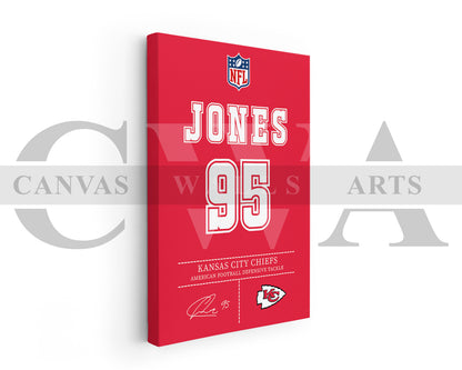 Chris Jones Canvas Wall Art - NFL Jersey Poster | Ready to Hang Sports Canvas Print
