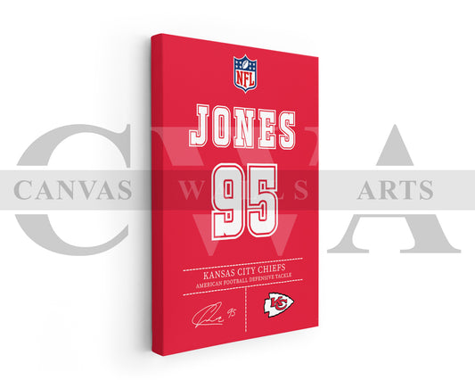 Chris Jones Canvas Wall Art - NFL Jersey Poster | Ready to Hang Sports Canvas Print