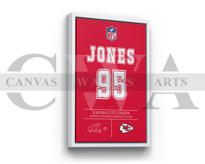 Chris Jones Canvas Wall Art - NFL Jersey Poster | Ready to Hang Sports Canvas Print