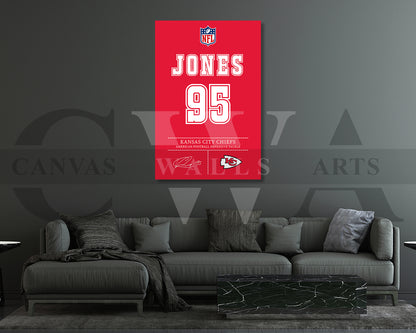 Chris Jones Canvas Wall Art - NFL Jersey Poster | Ready to Hang Sports Canvas Print
