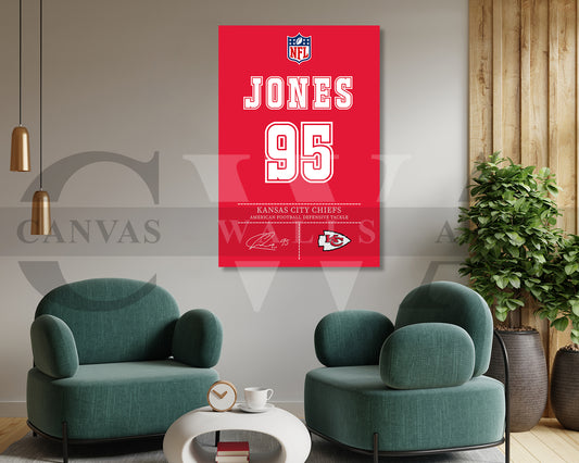 Chris Jones Canvas Wall Art - NFL Jersey Poster | Ready to Hang Sports Canvas Print