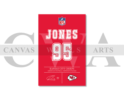 Chris Jones Canvas Wall Art - NFL Jersey Poster | Ready to Hang Sports Canvas Print