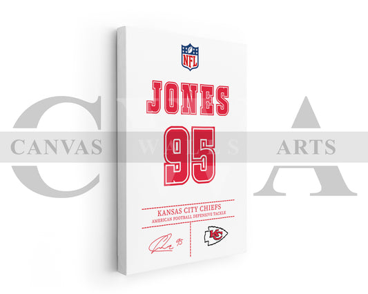 Chris Jones Canvas Wall Art - NFL Jersey Poster | Ready to Hang Sports Canvas Print