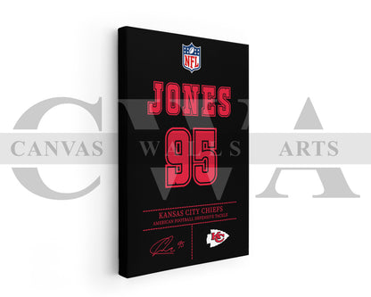 Chris Jones Canvas Wall Art - NFL Jersey Poster | Ready to Hang Sports Canvas Print