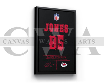 Chris Jones Canvas Wall Art - NFL Jersey Poster | Ready to Hang Sports Canvas Print