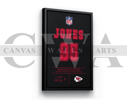 Chris Jones Canvas Wall Art - NFL Jersey Poster | Ready to Hang Sports Canvas Print