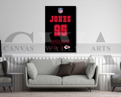 Chris Jones Canvas Wall Art - NFL Jersey Poster | Ready to Hang Sports Canvas Print
