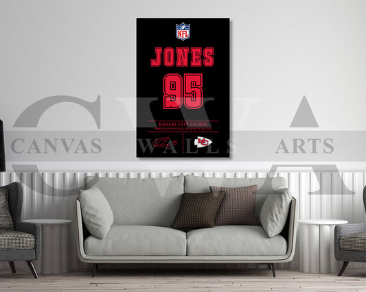 Chris Jones Canvas Wall Art - NFL Jersey Poster | Ready to Hang Sports Canvas Print