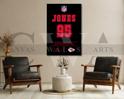 Chris Jones Canvas Wall Art - NFL Jersey Poster | Ready to Hang Sports Canvas Print