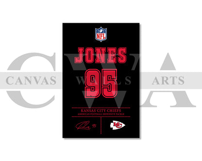 Chris Jones Canvas Wall Art - NFL Jersey Poster | Ready to Hang Sports Canvas Print