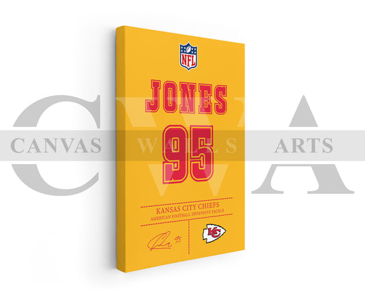 Chris Jones Canvas Wall Art - NFL Jersey Poster | Ready to Hang Sports Canvas Print