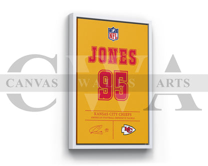 Chris Jones Canvas Wall Art - NFL Jersey Poster | Ready to Hang Sports Canvas Print