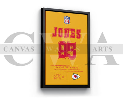 Chris Jones Canvas Wall Art - NFL Jersey Poster | Ready to Hang Sports Canvas Print