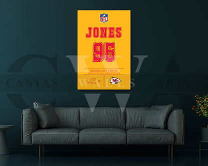 Chris Jones Canvas Wall Art - NFL Jersey Poster | Ready to Hang Sports Canvas Print