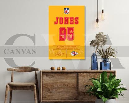 Chris Jones Canvas Wall Art - NFL Jersey Poster | Ready to Hang Sports Canvas Print