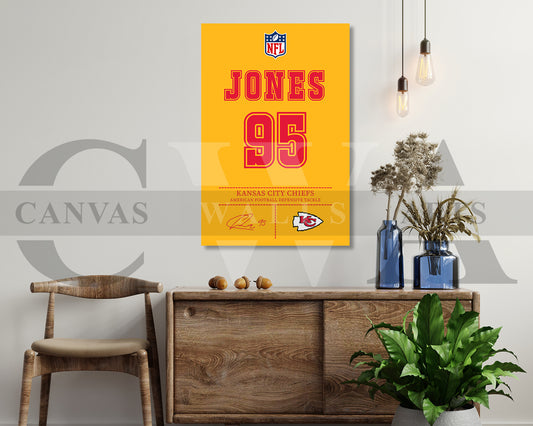 Chris Jones Canvas Wall Art - NFL Jersey Poster | Ready to Hang Sports Canvas Print