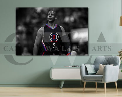 Chris Paul Black & White Canvas Art Basketball Canvas Wall Art