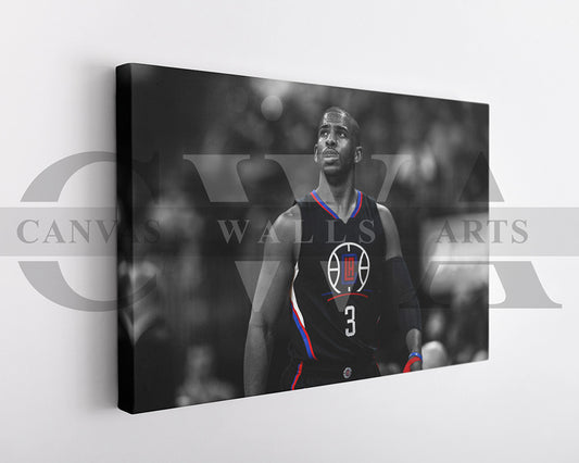 Chris Paul Black & White Canvas Art Basketball Canvas Wall Art