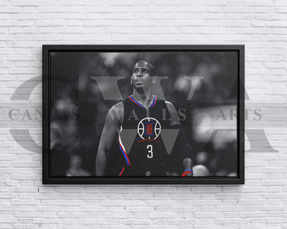 Chris Paul Black & White Canvas Art Basketball Canvas Wall Art