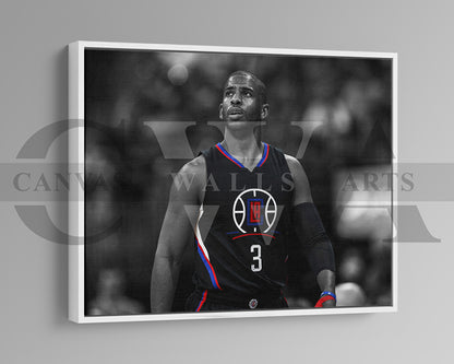Chris Paul Black & White Canvas Art Basketball Canvas Wall Art
