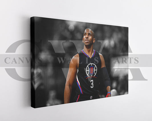Chris Paul Black & White Canvas Art Basketball Canvas Wall Art