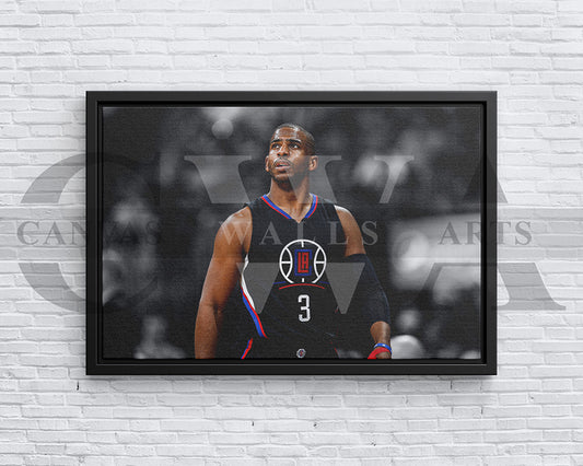 Chris Paul Black & White Canvas Art Basketball Canvas Wall Art