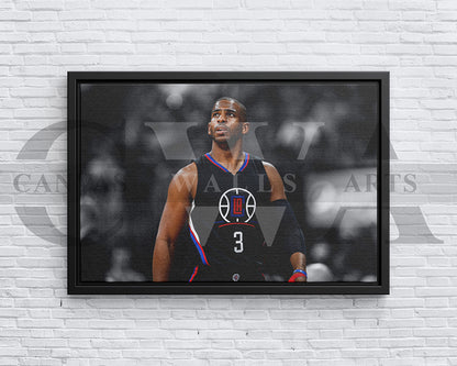 Chris Paul Black & White Canvas Art Basketball Canvas Wall Art