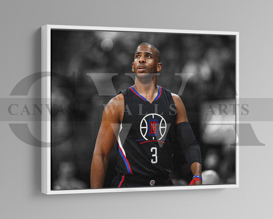 Chris Paul Black & White Canvas Art Basketball Canvas Wall Art