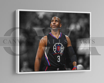 Chris Paul Black & White Canvas Art Basketball Canvas Wall Art